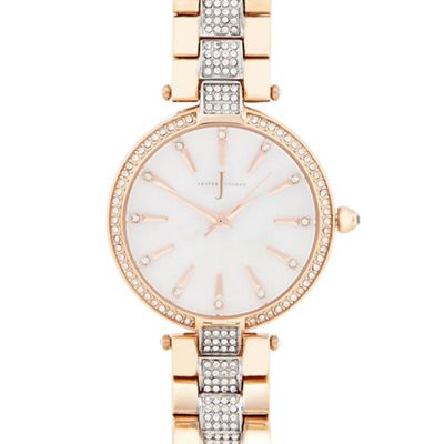 Designer ladies rose gold crystal watch
